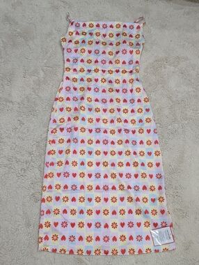 Glamorous Pink Heart & Floral Print Sundress